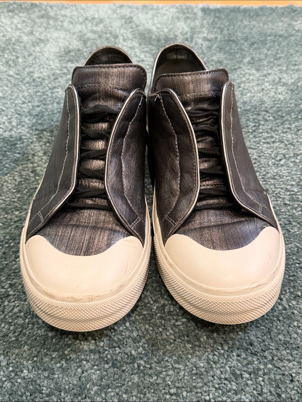 Alexander McQueen Men’s Black silver Leather lace up Sneakers